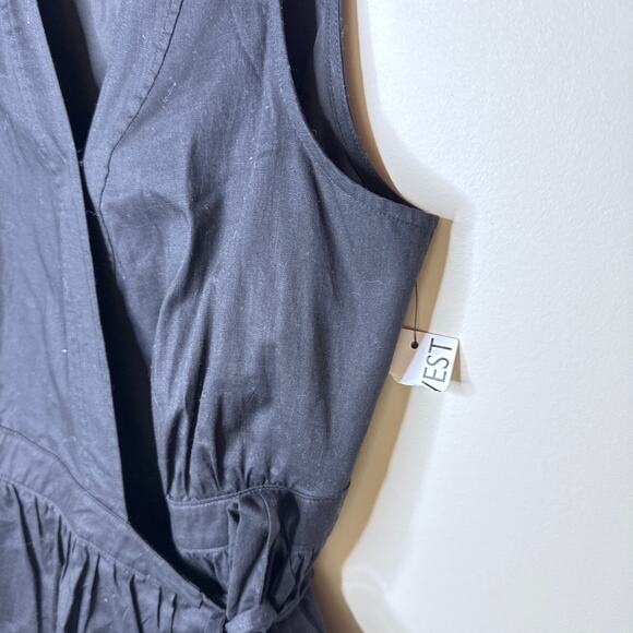 NEW NWT Nine West Large Tiered Sleeveless Black V-Neck Wrap Midi Dress‎ Cotton - Picture 4 of 9